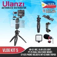Ulanzi Vlog Kit 5 VL49 Mini LED Video Light, ST-02S Phone Tripod Mount, Sairen VM-Q1 Microphone