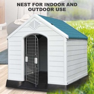 Outdoor Dog House Blue Safe Plastic Raised Floor Dogs House Outdoor Kennel Waterproof Pet Durable Puppy Shelters