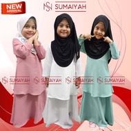 SUMAIYAH New Jubah Budak Muslimah Ironless Cey Crepe kanak-kanak perempuan | Muslimah kids long dress murah baju raya kaftan abaya gaun