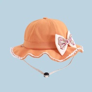 Girls' Hat Head Circumference 50-52 Cm. Serrated Bucket With Floral Bow Decoration Comfortable To We