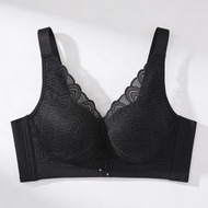 bra & cotton Plus Size Full Coverage Lace Bra 36D-46D | Non-Wire Support Bra | Anti-Spill Wide Side