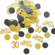 100Pcs Gold Glitter Round Dot Confetti 30th 40th 50th 60th Happy Birthday Anniversary Party Table De