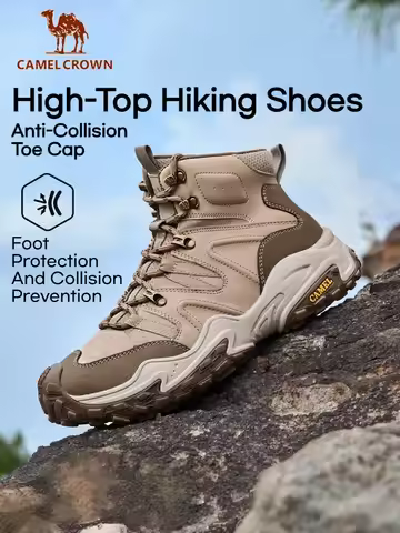 Golden Camel High-Top Men's Hiking Shoes Thick Sole Anti-Slip Shock Absorbing Climbing Boot Professi