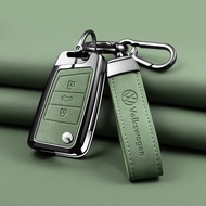 matte alloy Hard Case + Leather Car Key Cover For VW Volkswagen Golf 7 MK7 Tiguan MK2 SEAT Ateca Leo