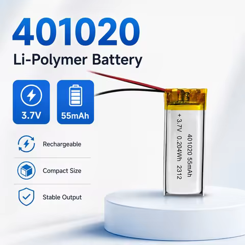 401020 3.7V 55mAh Rechargeable Lithium Polymer Battery for Bluetooth Earbuds Smartwatch GPS MP3 Mini