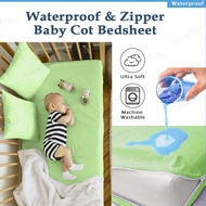 Sarung Tilam Baby Zip Cotton / Baby Cot Zip Bedsheet | Baby Mattress Cover Zip | Cadar tilam Baby Be