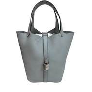 全新Hermès Picotin Lock 18 T/C CK8U Bleu Glacier冰川藍
