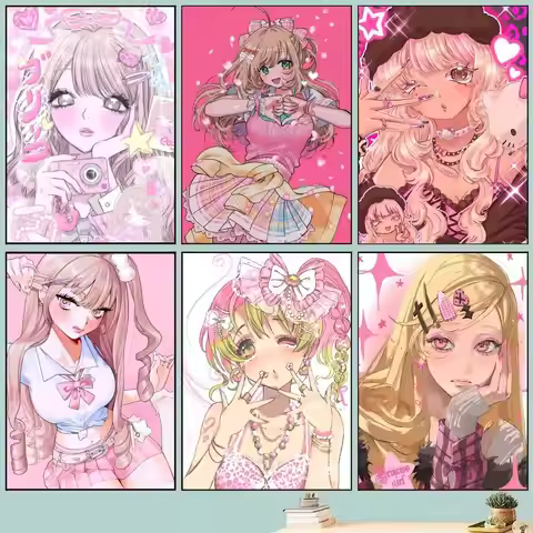 1PC Anime G-Gyaru S-Subculture Cute Girl Poster Self-adhesive Art Waterproof Paper Sticker Coffee Ho