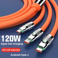 6A 120W 3 in 1สายชาร์จเร็ว USB Type C ไมโครสายชาร์จโทรศัพท์สำหรับ iPhone 14 PRO MAX Samsung S23 Xiaomi 13 12 poco OPPO