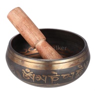 Exquisite 3.9 inch Handmade Tibetan Bell Metal Singing Bowl with Striker for Buddhism Buddhist Medit