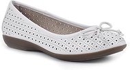Women's Cheryl Ballet Flat White/Burnished/Smooth Size 6W, 6 Wide