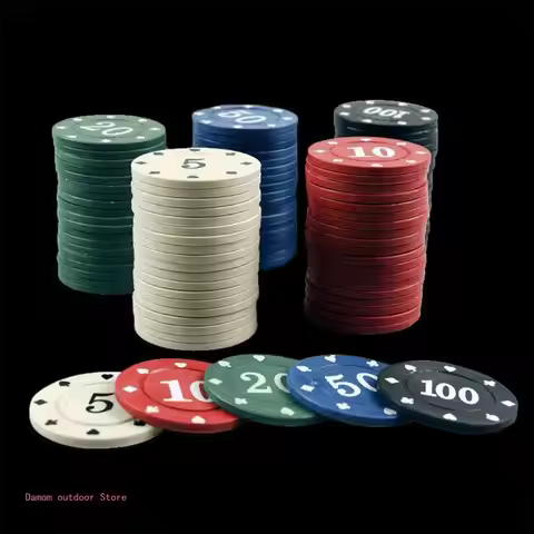 100Pcs Round Plastic Chips Casino Card Game Baccarat Counting Accessories
