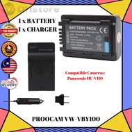 VW-VBY100 PROOCAM BATTERY LI-ON & CHARGER VILOSO CAMERA FOR PANASONIC HC-V130K HC-V110K HC-V201K