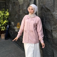 KEMEJA Ribbon Shirt Coquette Size M L XL XXL - Casual Ribbon Shirt - Plain Button Shirt - Women's Co
