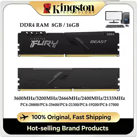 Kingston FURY Beast DDR4 Desktop RAM, 8GB 16GB 32GB, 2400/2666/3200/3600MHz, 288Pin 1.2V PC4 Memory 
