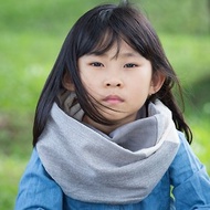 灰色 兒童圍脖 微寒冬季厚款 保加利亞純棉紡織布料 / 圍巾