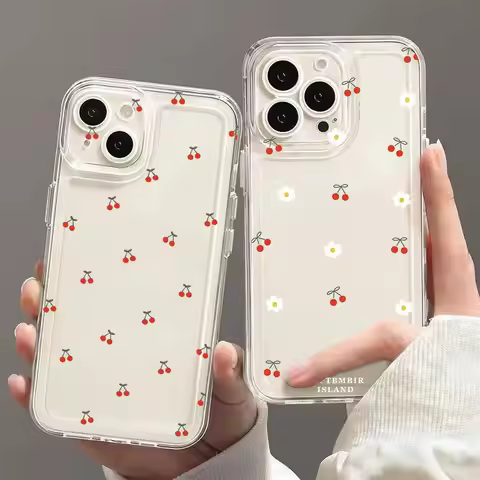 INS Red Cherry Floral Clear Case for Xiaomi Redmi Note 14 13 12 Pro Plus 5G 11 10 Pro 12S 11S 10S 4G