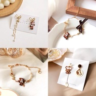Cutie Teddy Bear Earring and Bracelet Cute Korean style women's Bear Bracelet earrings | Autumnleave
