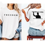 T-Shirt Charlie Kirk Freedom untuk Wanita dan Lelaki, Lengan Pendek, Tee Charlie Kirk, Keadilan Poli