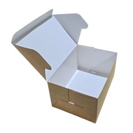 50pcs 9BPCB6X4X3 Bio Brown Paper Rectangle Disposable Cake Box 6inch x 4inch x 3inch Tableware