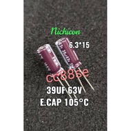 39UF 63V ELECTROLYTIC CAPACITOR 105°C 6.3*15 Nichicon