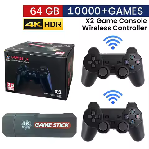 New X2 Game Stick 4K HD Video Game Console 2.4G Double Wireless Controller Game Stick 10000+ Game Ga