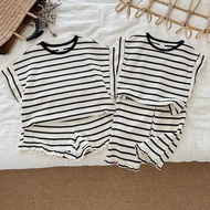 LMoss 2 Piece Set Young Girl Striped Crew Neck Casual T-Shirt And Leggings Set Girls Striped Shirt 2