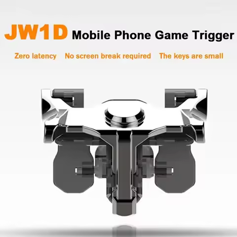 JW1D Mobile Phone Gamepad Controller 4 Fingers Game Trigger for PUBG Aim Shooter L1R1 Alloy Key Butt
