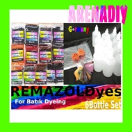 🌟PENGEKAL WARNA REMAZOL TIE DYE BAJU 6 BOTOL SET KIT UNTUK PROJEK MEWARNA BAJU BERCORAK TEKSTIL