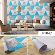Wallpaper Stiker Dinding Segitiga Piramida Pyramid Abu Pink Kuning Biru Putih Walpaper Sticker GH202