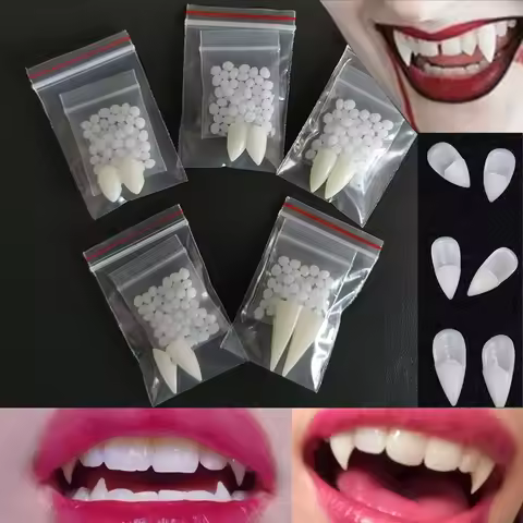 Halloween Decoration Vampire Teeth Fangs Dentures Props Halloween Cosplay Props False Fangs With Sol