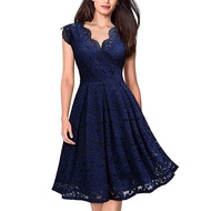 Short Sleeve V-Neck Formal Dress Women Lace Gowns For Wedding Ninangs Plus