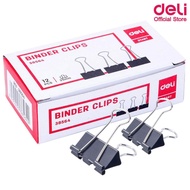 Deli 38564 Binder Clips 25 mm คลิปหนีบกระดาษ ขนาด 25 mm แพค12ชิ้น ลวดเสียบกระดาษ คลิปเสียบกระดาษ คลิปหนีบกระดาษ อุปกรณ์สำนักงาน เครื่องใช้สำนักงาน