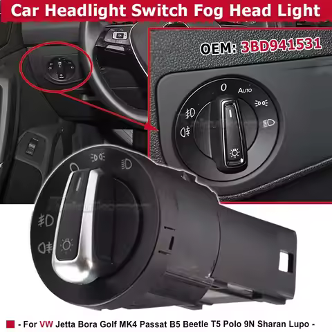 3BD941531 Car Headlight Switch Light Control Button fit For Vw Jetta Bora Golf MK4 Passat B5 Beetle 