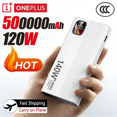 OnePlus 500000mAh 140W PowerBank Super Fast Charge Portable Powerbank External Battery Charger LED D