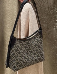 TORY BURCH T Monogram 經典提花牛皮織物手提袋Hobo包