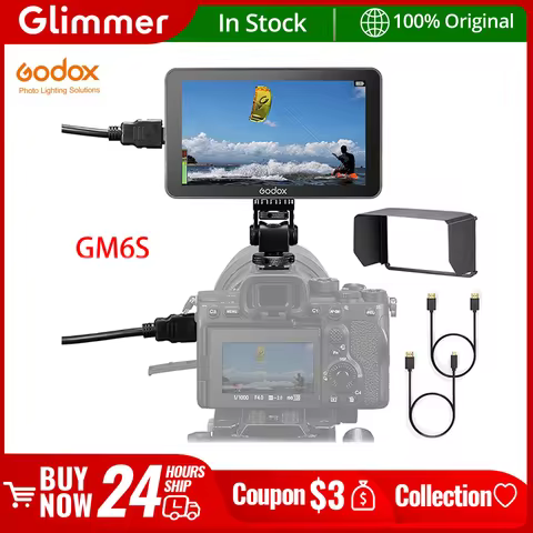 Godox GM6S 4K HDMI Monitor 5.5 Inch DSLR 3D LUT Touch Screen IPS FHD 1920x1080 Video Ultra Bright Ca