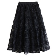 XITAO Mesh Patchwork Elastic Waist Skirt Casual Loose Fitting A-line Loose Fitting All Match Summer