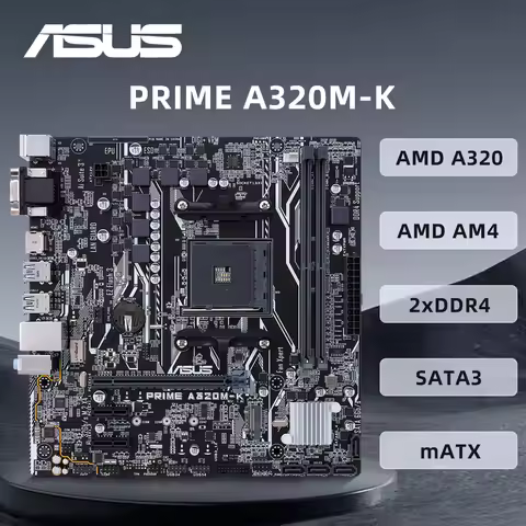 ASUS PRIME A320M-K Motherboard Support AMD 5600 5700X 5700x3D 5800x3D DDR4 3200+(OC) M.2 PCIe 3.0 AM