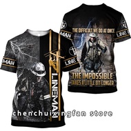 Lineman 3D พิมพ์ T เสื้อผู้ชายแฟชั่นฤดูร้อนเสื้อยืดลำลองแขนสั้น Tees