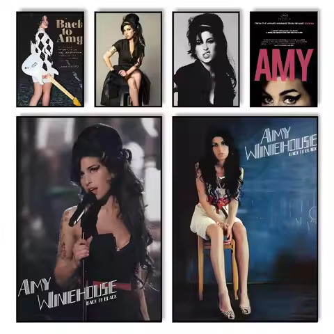 A-Amy Winehouse Back to Black Poster sticky wall waterproof home living room bedroom bar aesthetic d