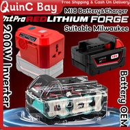 OEM Battery M18 Milwaukee FUEL RED FORGE Bateri Charger Inverter 200W Power Bank Bluetooth Speaker