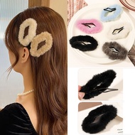 Cloud Shaped Faux Fur Hairpin Accessories Fluffy Hollow Out BB Clip Barrettes Plush Hair Solid Color Side Bang 1PCS Pure Simple Fashion Cute Sweet DIY