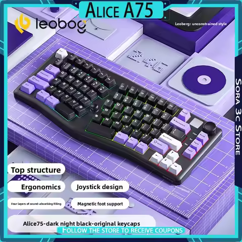 LEOBOG Alice A75 Mechanical Keyboard Wireless Bluetooth TOP Structure Hot Swap Ergonomics Knob Desig
