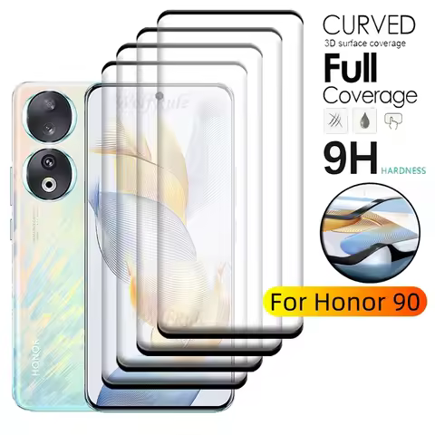 4PCS For Honor 90 Glass Honor 90 Tempered Glass Protective 9H HD Full Cover Curved For Screen Protec
