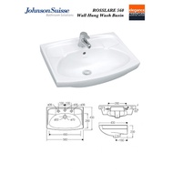 WALL HUNG WASH BASIN. JOHNSON SUISSE ROSSLARE 560