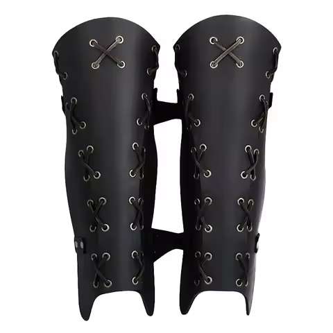 Medieval Viking Knight Leg Shin Guard Armor PU Leather Greaves Gaiter Roman Gladiator Samurai Cospla