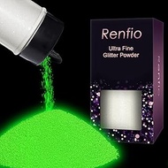 Renfio Glow in The Dark Glitter Powder Metallic Resin Glitter PET Flakes Crafts Sequins 1/128" 0.008