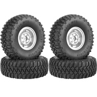 4Pcs 95Mm 1.55 Inch Metal Beadlock Rim Tires Set 110 Rc Crawler Ca
