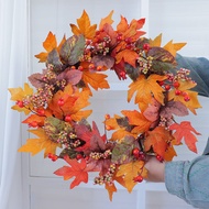 Autumn New Style Thanksgiving Decoration Autumn Garland Simulation Maple Leaf Garland Circle Berry M
